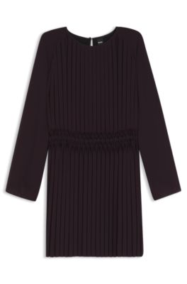 Smocked-waistband dress with pliss&eacute; pleats, Light Purple