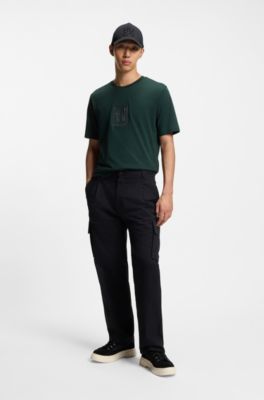 Embroidered-artwork T-shirt in cotton jersey, Light Green