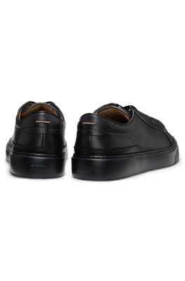 Gary sneakers in brushed leather with elastic laces, Black