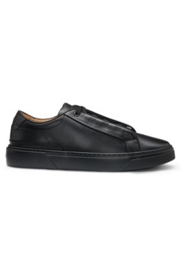 Gary sneakers in brushed leather with elastic laces, Black