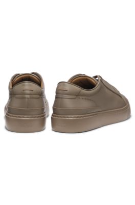 Deportivas Gary de piel con cordones ocultos, Marr&oacute;n claro