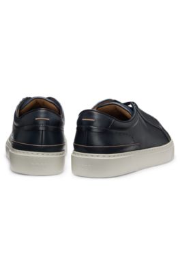 Gary sneakers in brushed leather with elastic laces, Dark Blue