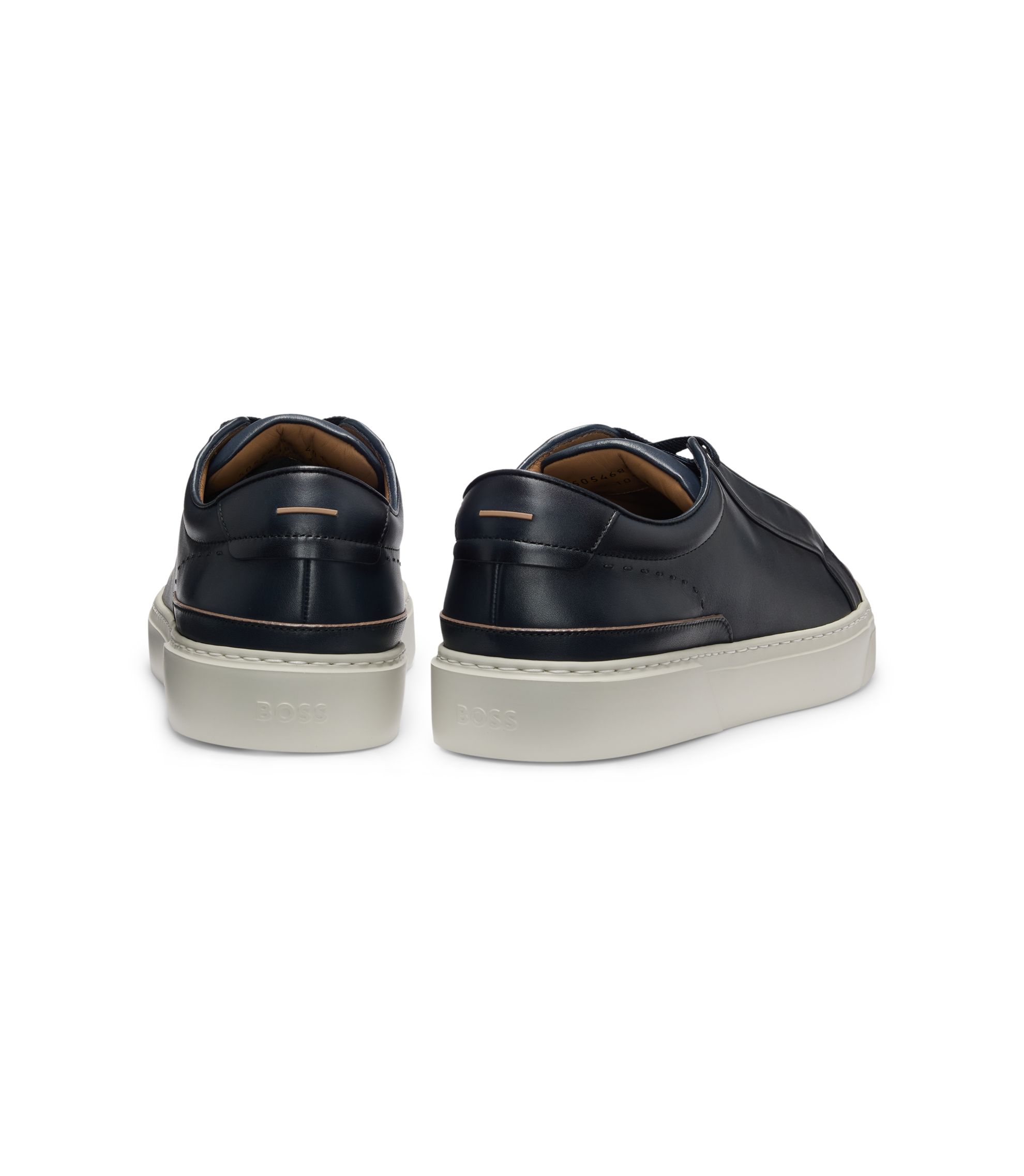 BOSS - Gary sneakers in brushed leather with elastic laces - Dark Blue