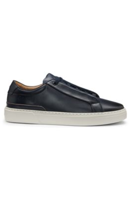 Gary sneakers in brushed leather with elastic laces, Dark Blue