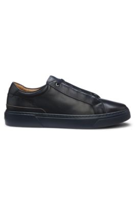 Gary sneakers in brushed leather with elastic laces, Dark Blue