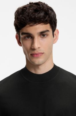 Jersey slim fit con cuello ce&ntilde;ido, Negro