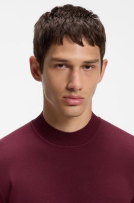 Jersey slim fit con cuello ce&ntilde;ido, Rosa oscuro
