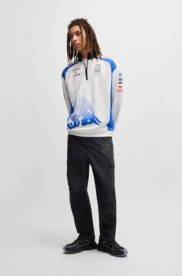 HUGO x VCARB fanwear sweatshirt with degrad&eacute; bull graphic, White