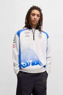 Sweat de supporter HUGO&nbsp;x&nbsp;VCARB avec motif taureau en d&eacute;grad&eacute;, Blanc