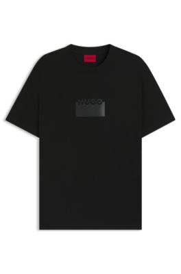 T-shirt en jersey de coton &agrave; logo imprim&eacute; en gomme, Noir