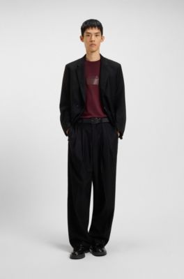 Cotton-jersey T-shirt with rubber logo print, Dark Red