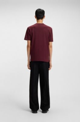Cotton-jersey T-shirt with rubber logo print, Dark Red