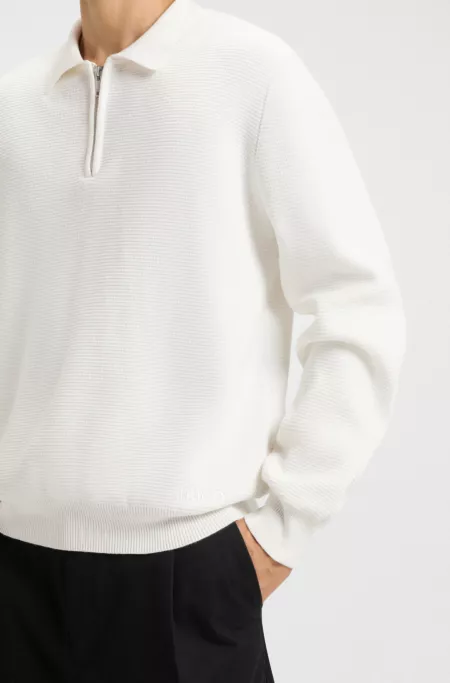Zip-placket sweater in cotton