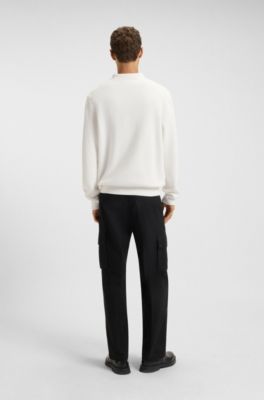 Polo de algod&oacute;n interlock con cremallera, Blanco