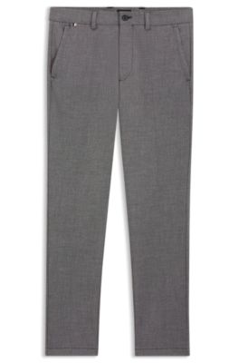 Pantalon Slim en tissu stretch chin&eacute;, Gris
