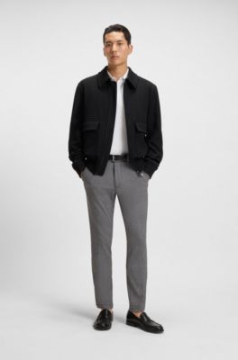 Pantalon Slim en tissu stretch chin&eacute;, Gris