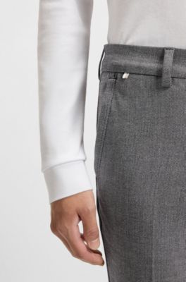 Pantalon Slim en tissu stretch chin&eacute;, Gris