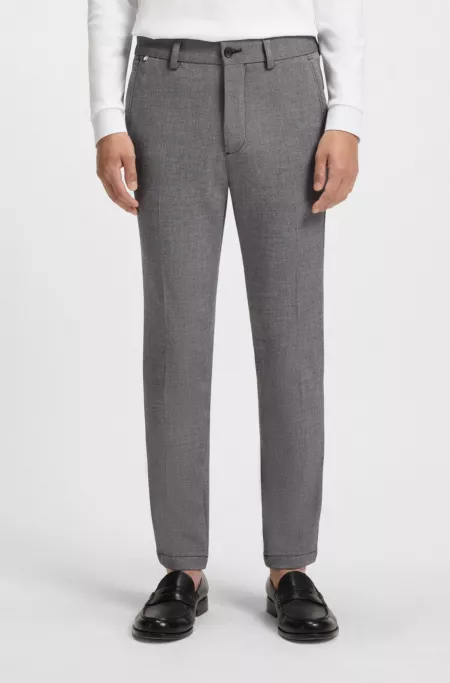 Melange slim-fit trousers in stretch dobby