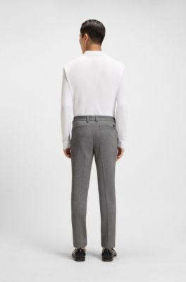 Pantalon Slim en tissu stretch chin&eacute;, Gris