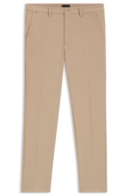 Pantalon Slim en tissu stretch chin&eacute;, Beige