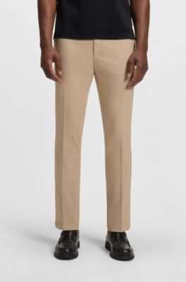 Pantalon Slim en tissu stretch chin&eacute;, Beige