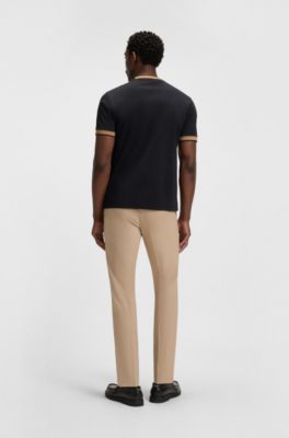 Pantalon Slim en tissu stretch chin&eacute;, Beige