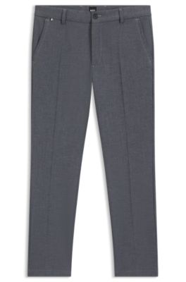 Melange slim-fit trousers in stretch dobby, Dark Blue