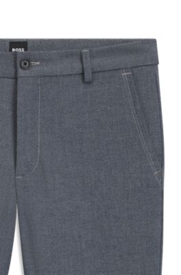 Pantalon Slim en tissu stretch chin&eacute;, Bleu fonc&eacute;