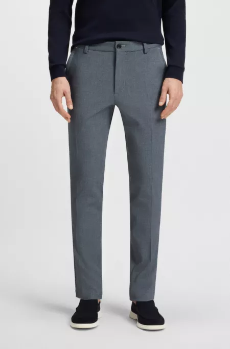 Melange slim-fit trousers in stretch dobby