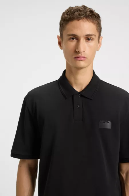 Split-logo relaxed-fit polo shirt in cotton piqué