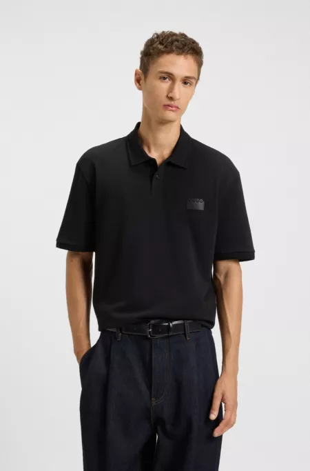 Split-logo relaxed-fit polo shirt in cotton piqué
