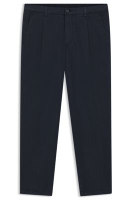 Tapered-fit trousers in stretch twill, Dark Blue