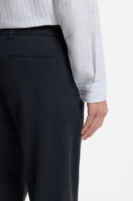 Tapered-fit trousers in stretch twill, Dark Blue