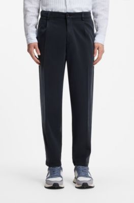Tapered-fit trousers in stretch twill, Dark Blue