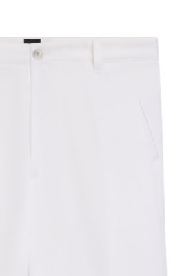 Pantalones relaxed fit de sarga de algod&oacute;n, Blanco