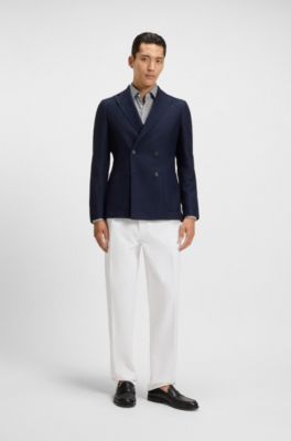 Pantalones relaxed fit de sarga de algod&oacute;n, Blanco