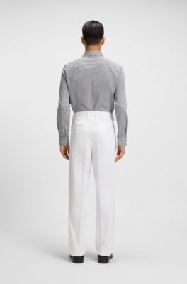 Pantalones relaxed fit de sarga de algod&oacute;n, Blanco