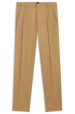 Pantalones relaxed fit de sarga de algod&oacute;n, Beige