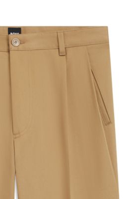 Pantalones relaxed fit de sarga de algod&oacute;n, Beige