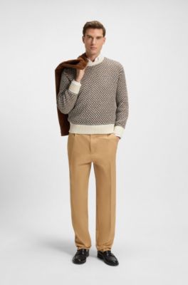 Pantalones relaxed fit de sarga de algod&oacute;n, Beige