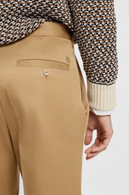 Pantalones relaxed fit de sarga de algod&oacute;n, Beige