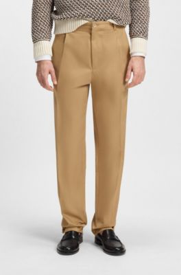 Pantalones relaxed fit de sarga de algod&oacute;n, Beige