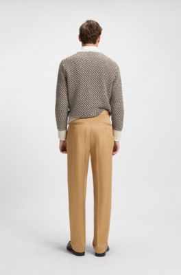 Pantalones relaxed fit de sarga de algod&oacute;n, Beige