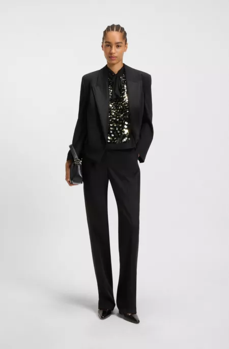 Regular-fit blouse with sequin embellishments