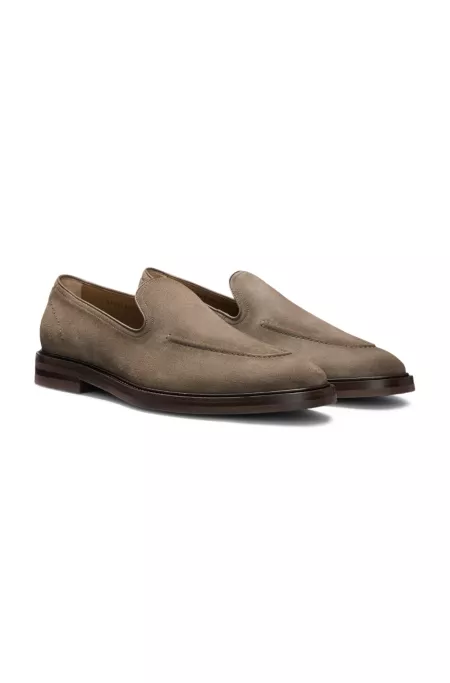 Leather-piped loafers in suede