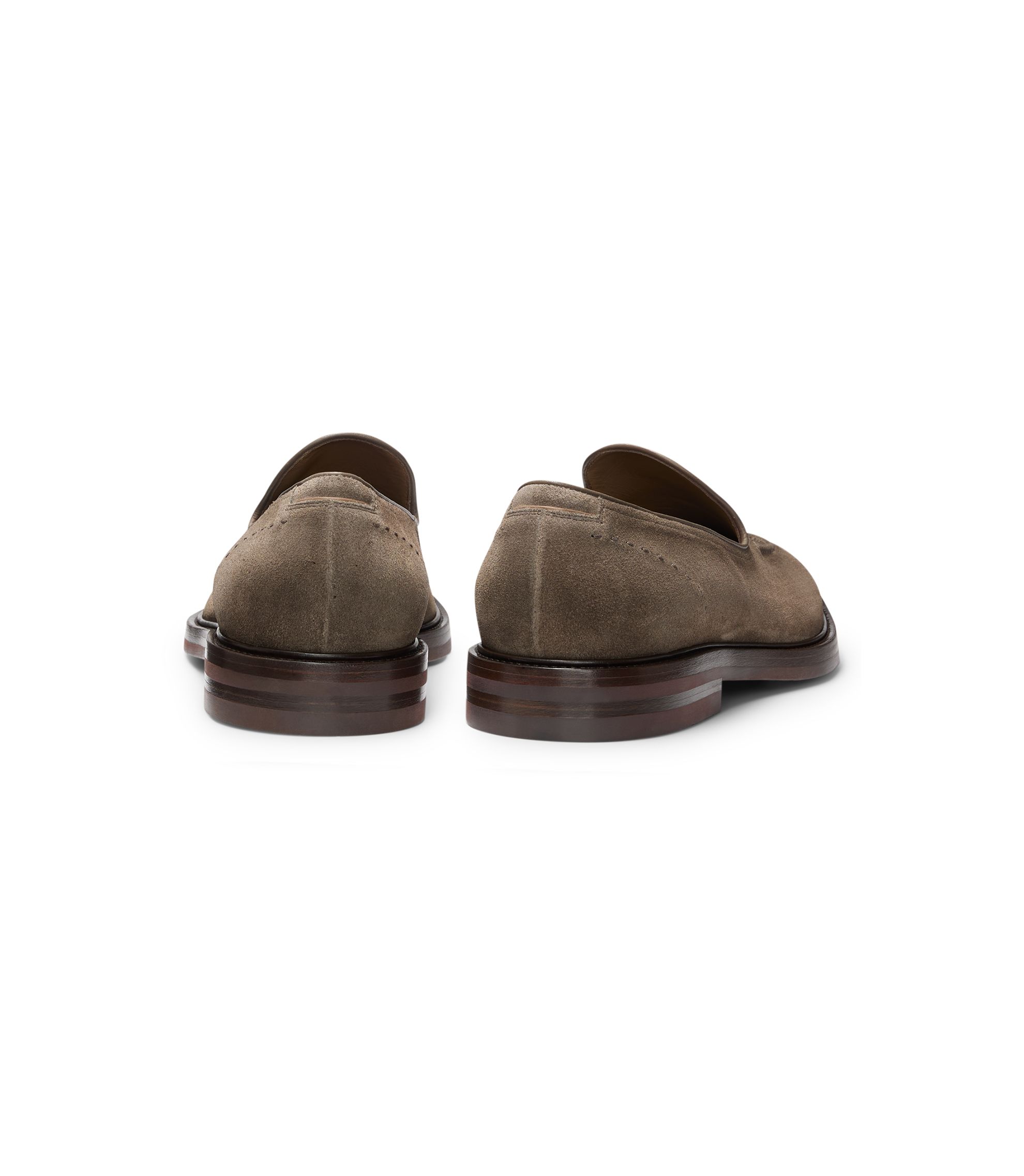 HUGO BOSS SLIP-ON LOAFERS IN SUEDE LEATHER. BOSS - Leather-piped loafers in suede - Khaki main image 2