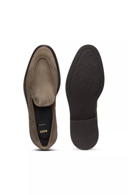 Leather-piped loafers in suede