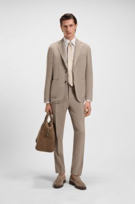Leather-piped loafers in suede, Khaki