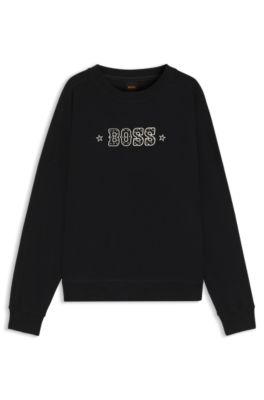 Sudadera en felpa de algod&oacute;n con detalle de logo, Negro
