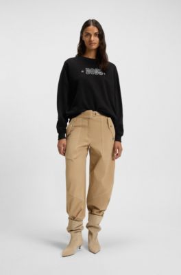 Sudadera en felpa de algod&oacute;n con detalle de logo, Negro